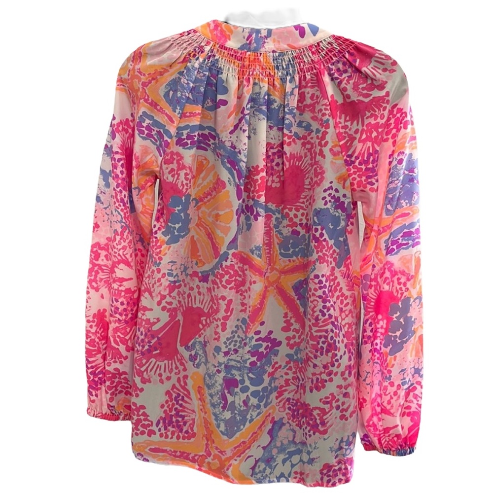 LILLY PULIZER bohemian pastel beachy design blouse, XXS, New With Tags - Picture 3 of 10
